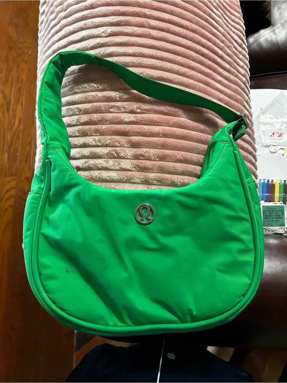 lululemon athletica Bright Green Shoulder Bag with Logo